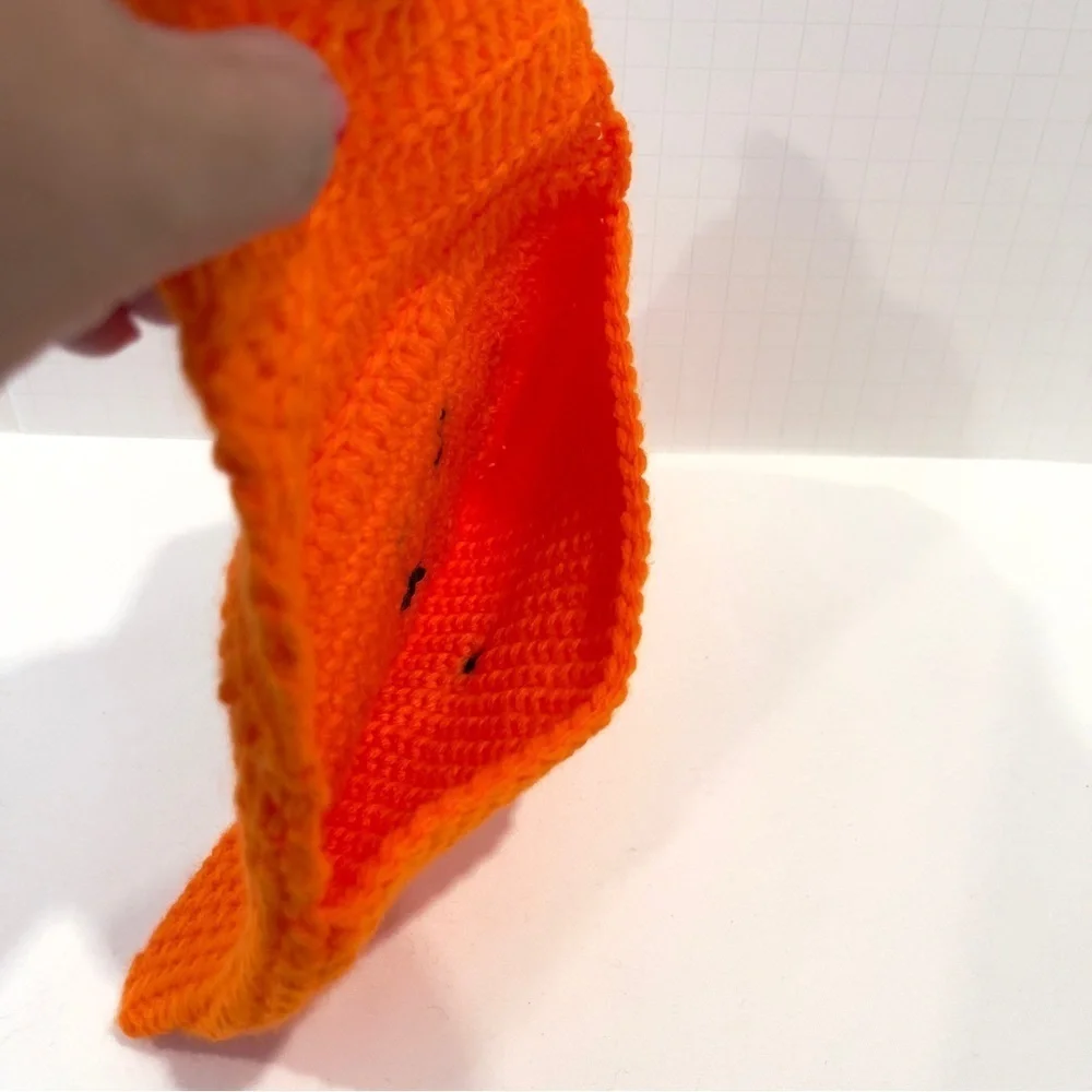 🔥 Handmade Crochet Clutch Halloween Bat Orange Black New